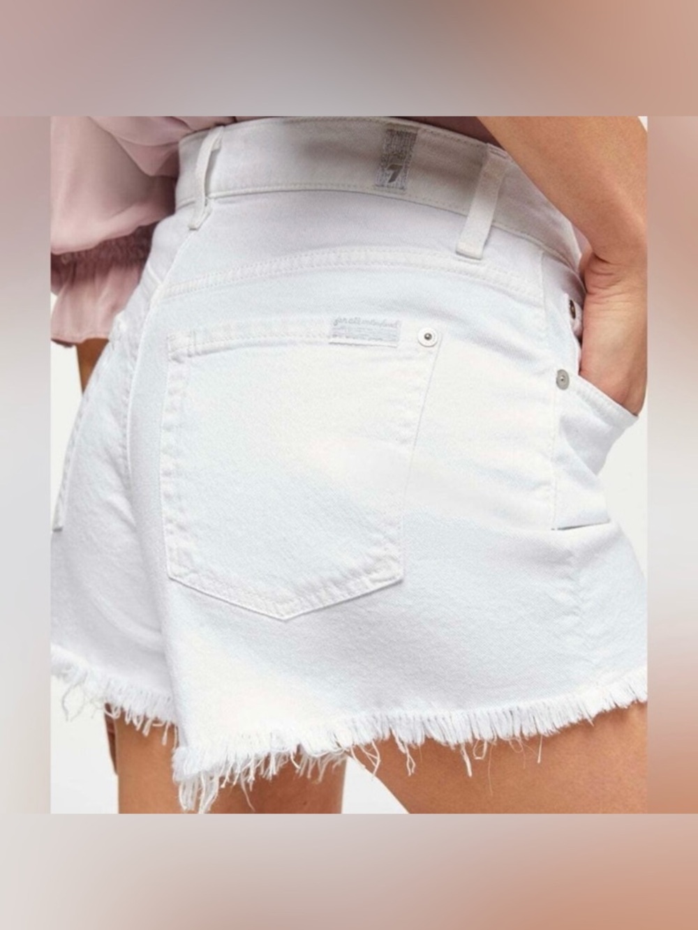 7 FOR ALL MANKIND 7FAM Monroe Cutoff Denim Jean Shorts White Size 28